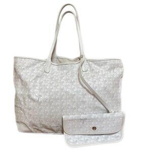 GOYARD St Louis PM Tote White/Gray Classic Designer Bag + Pouch